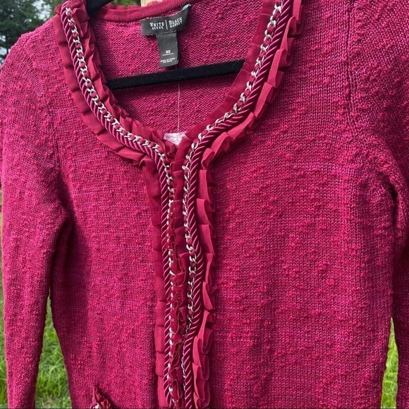 White House/Black Market Magenta Hook &‎ Eye Cardigan Sweater NWOT - Picture 2 of 6